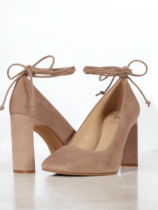 Vince Camuto Shoes - Vince Camuto Damell Suede Ankle Wrap Pump in Taupe